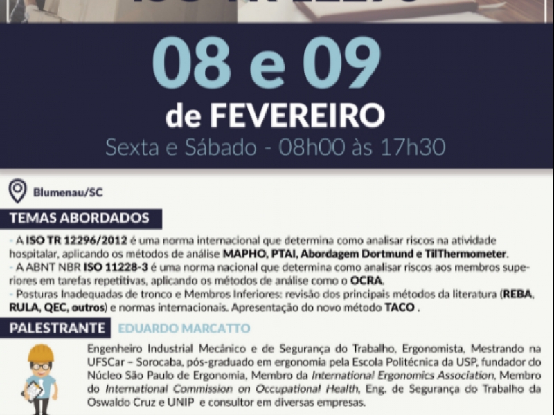 Curso ISO 11228-3 e ISO TR 12296 (Realizado)